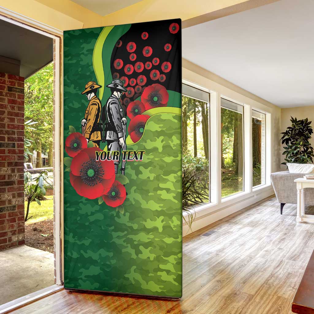 Canberra Raiders ANZAC Personalised Door Cover Lest We Forget Poppy Camo