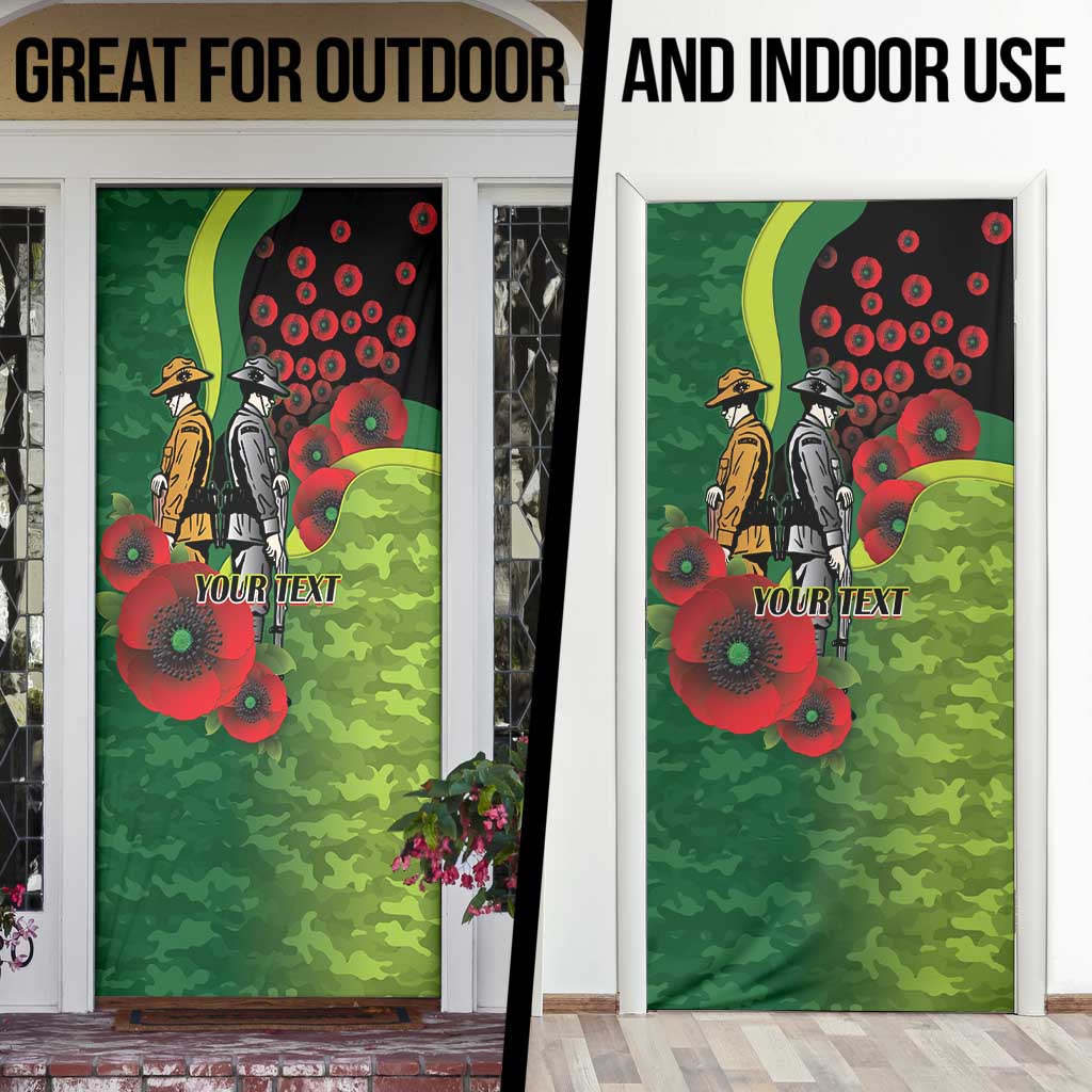 Canberra Raiders ANZAC Personalised Door Cover Lest We Forget Poppy Camo