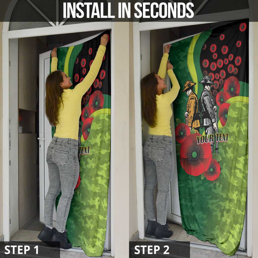 Canberra Raiders ANZAC Personalised Door Cover Lest We Forget Poppy Camo