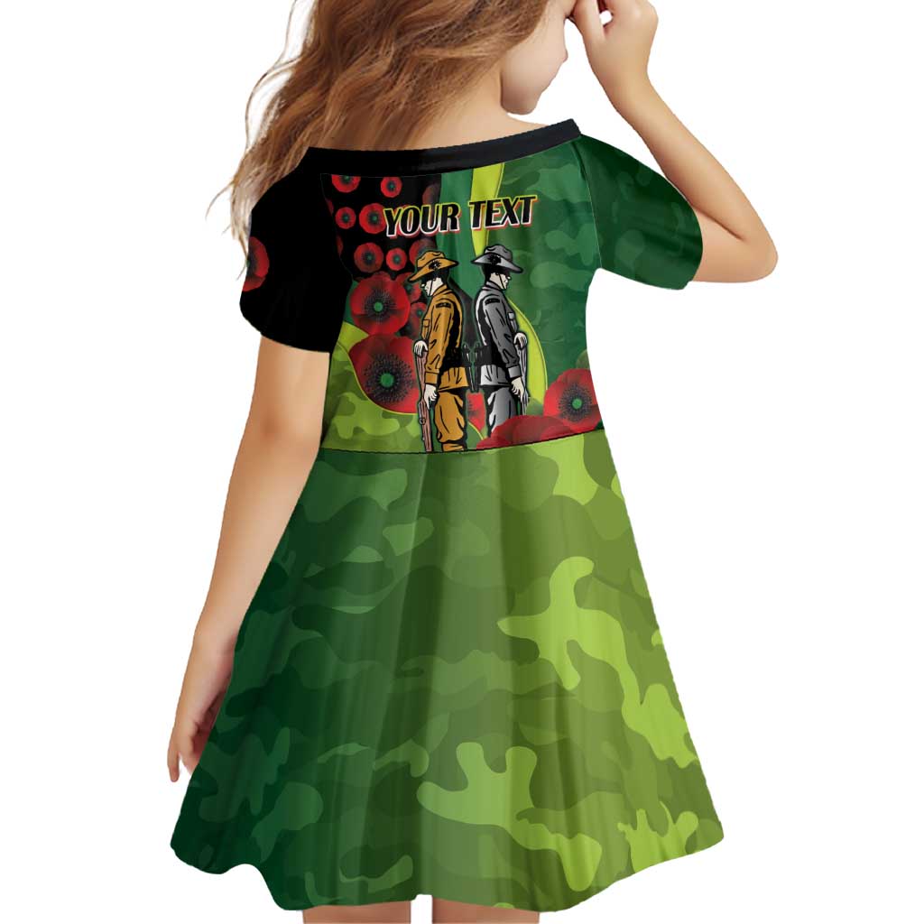 Canberra Raiders ANZAC Personalised Family Matching Off The Shoulder Long Sleeve Dress and Hawaiian Shirt Lest We Forget Poppy Camo