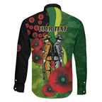 Canberra Raiders ANZAC Personalised Family Matching Off The Shoulder Long Sleeve Dress and Hawaiian Shirt Lest We Forget Poppy Camo