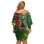 Canberra Raiders ANZAC Personalised Family Matching Off Shoulder Short Dress and Hawaiian Shirt Lest We Forget Poppy Camo