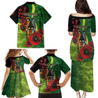 Canberra Raiders ANZAC Personalised Family Matching Puletasi and Hawaiian Shirt Lest We Forget Poppy Camo
