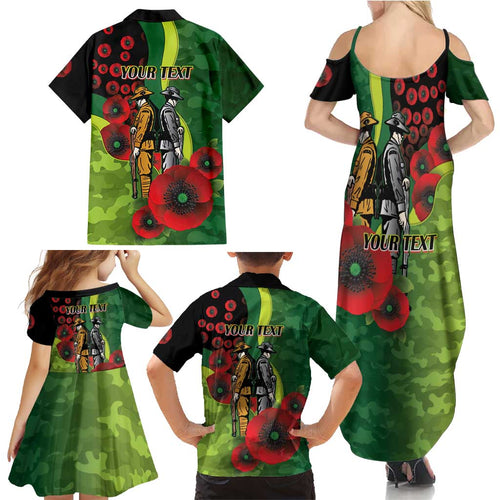 Canberra Raiders ANZAC Personalised Family Matching Summer Maxi Dress and Hawaiian Shirt Lest We Forget Poppy Camo