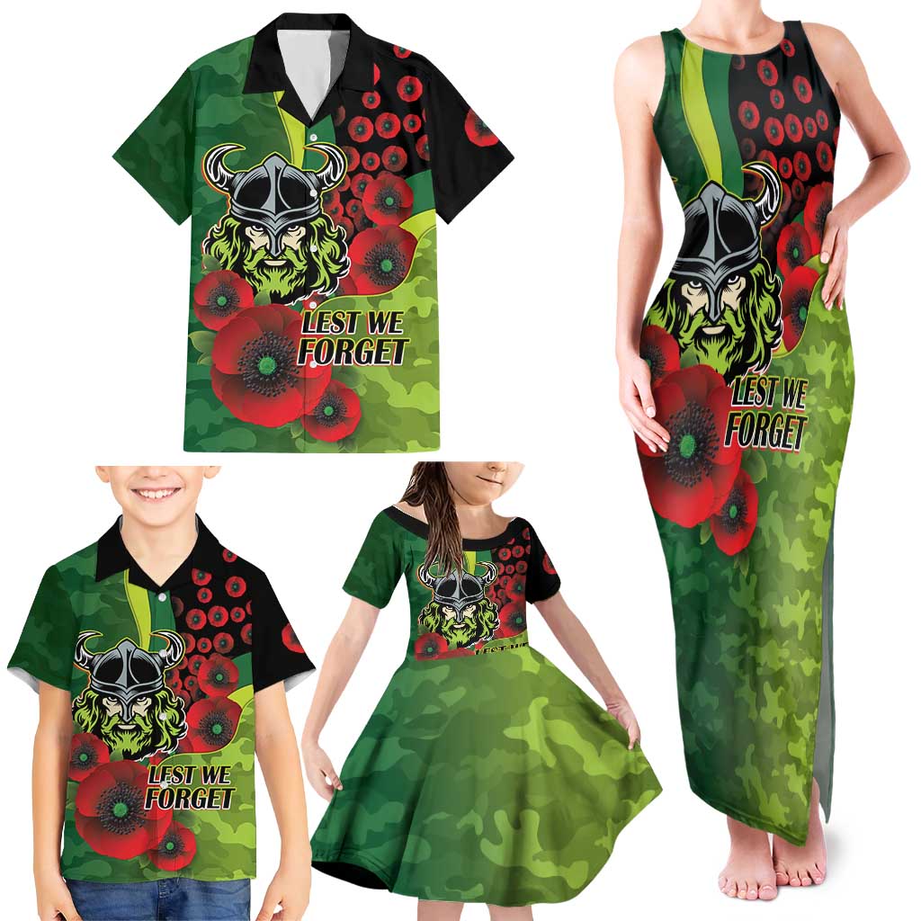 Canberra Raiders ANZAC Personalised Family Matching Tank Maxi Dress and Hawaiian Shirt Lest We Forget Poppy Camo