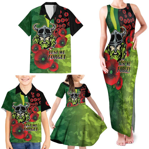 Canberra Raiders ANZAC Personalised Family Matching Tank Maxi Dress and Hawaiian Shirt Lest We Forget Poppy Camo