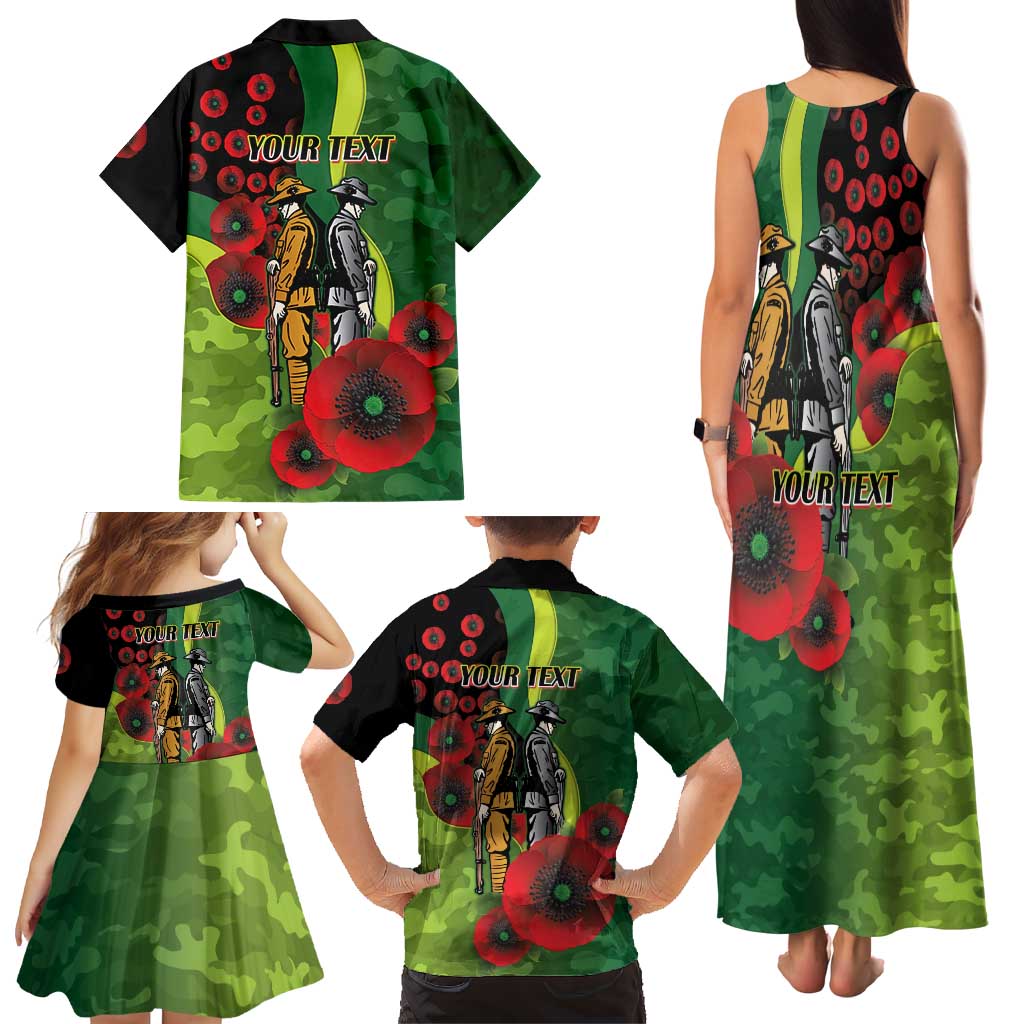 Canberra Raiders ANZAC Personalised Family Matching Tank Maxi Dress and Hawaiian Shirt Lest We Forget Poppy Camo
