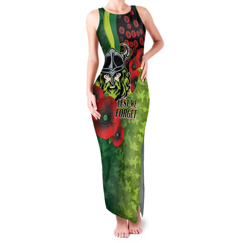 Canberra Raiders ANZAC Personalised Family Matching Tank Maxi Dress and Hawaiian Shirt Lest We Forget Poppy Camo