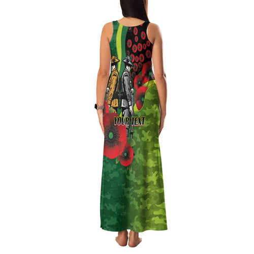 Canberra Raiders ANZAC Personalised Family Matching Tank Maxi Dress and Hawaiian Shirt Lest We Forget Poppy Camo