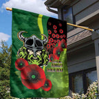 Canberra Raiders ANZAC Personalised Garden Flag Lest We Forget Poppy Camo