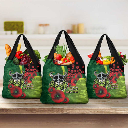 Canberra Raiders ANZAC Personalised Grocery Bag Lest We Forget Poppy Camo