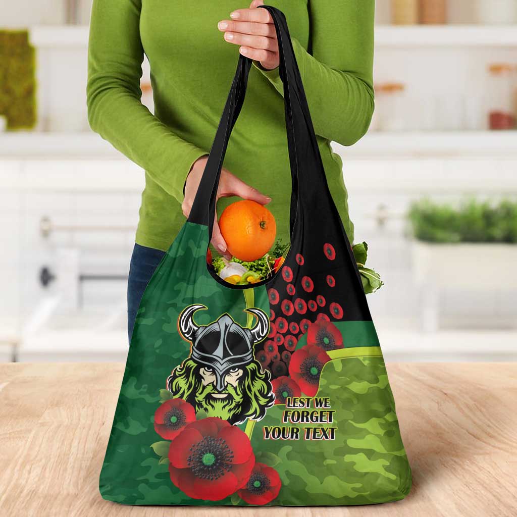 Canberra Raiders ANZAC Personalised Grocery Bag Lest We Forget Poppy Camo