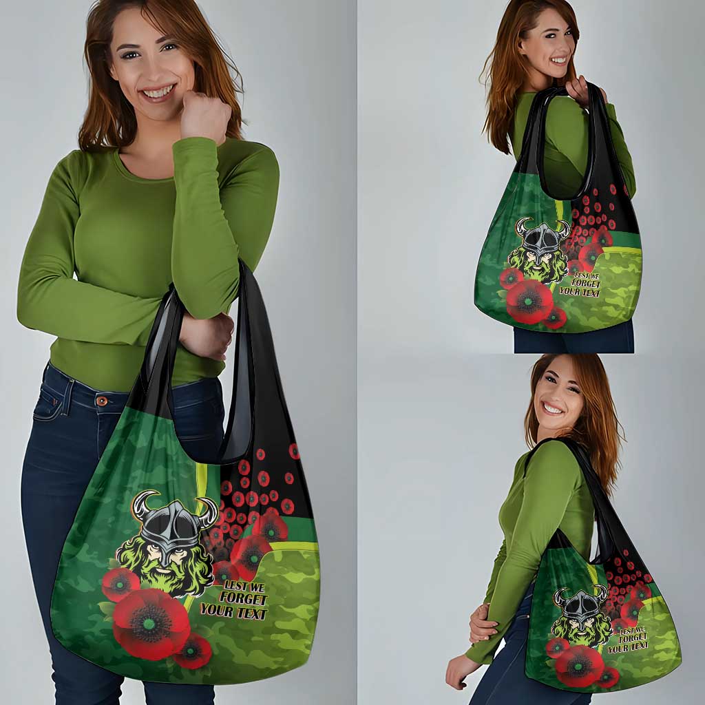 Canberra Raiders ANZAC Personalised Grocery Bag Lest We Forget Poppy Camo