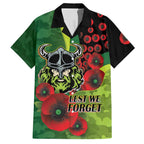 Canberra Raiders ANZAC Personalised Hawaiian Shirt Lest We Forget Poppy Camo