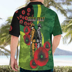 Canberra Raiders ANZAC Personalised Hawaiian Shirt Lest We Forget Poppy Camo