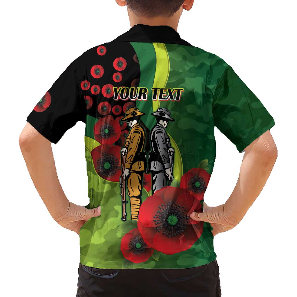 Canberra Raiders ANZAC Personalised Hawaiian Shirt Lest We Forget Poppy Camo