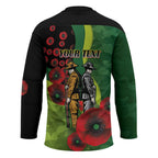 Canberra Raiders ANZAC Personalised Hockey Jersey Lest We Forget Poppy Camo