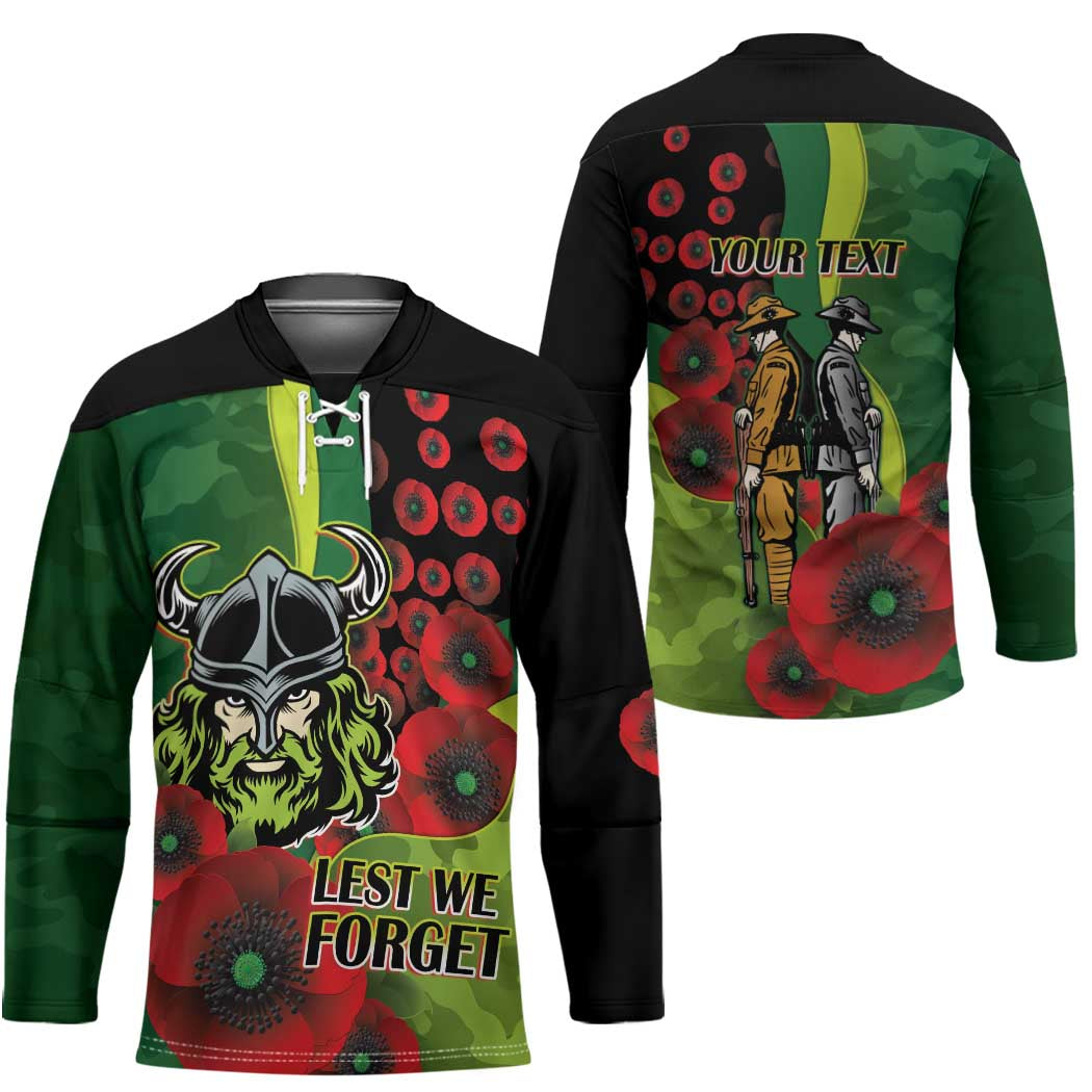 Canberra Raiders ANZAC Personalised Hockey Jersey Lest We Forget Poppy Camo