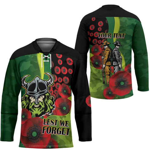 Canberra Raiders ANZAC Personalised Hockey Jersey Lest We Forget Poppy Camo