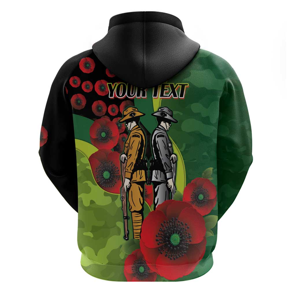 Canberra Raiders ANZAC Personalised Hoodie Lest We Forget Poppy Camo