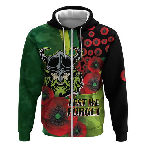 Canberra Raiders ANZAC Personalised Hoodie Lest We Forget Poppy Camo