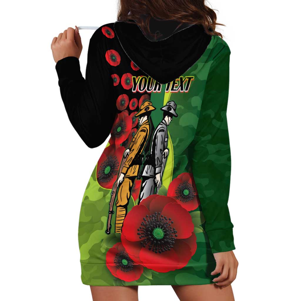 Canberra Raiders ANZAC Personalised Hoodie Dress Lest We Forget Poppy Camo