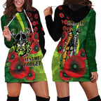 Canberra Raiders ANZAC Personalised Hoodie Dress Lest We Forget Poppy Camo