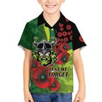 Canberra Raiders ANZAC Personalised Kid Hawaiian Shirt Lest We Forget Poppy Camo