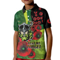 Canberra Raiders ANZAC Personalised Kid Polo Shirt Lest We Forget Poppy Camo