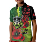 Canberra Raiders ANZAC Personalised Kid Polo Shirt Lest We Forget Poppy Camo