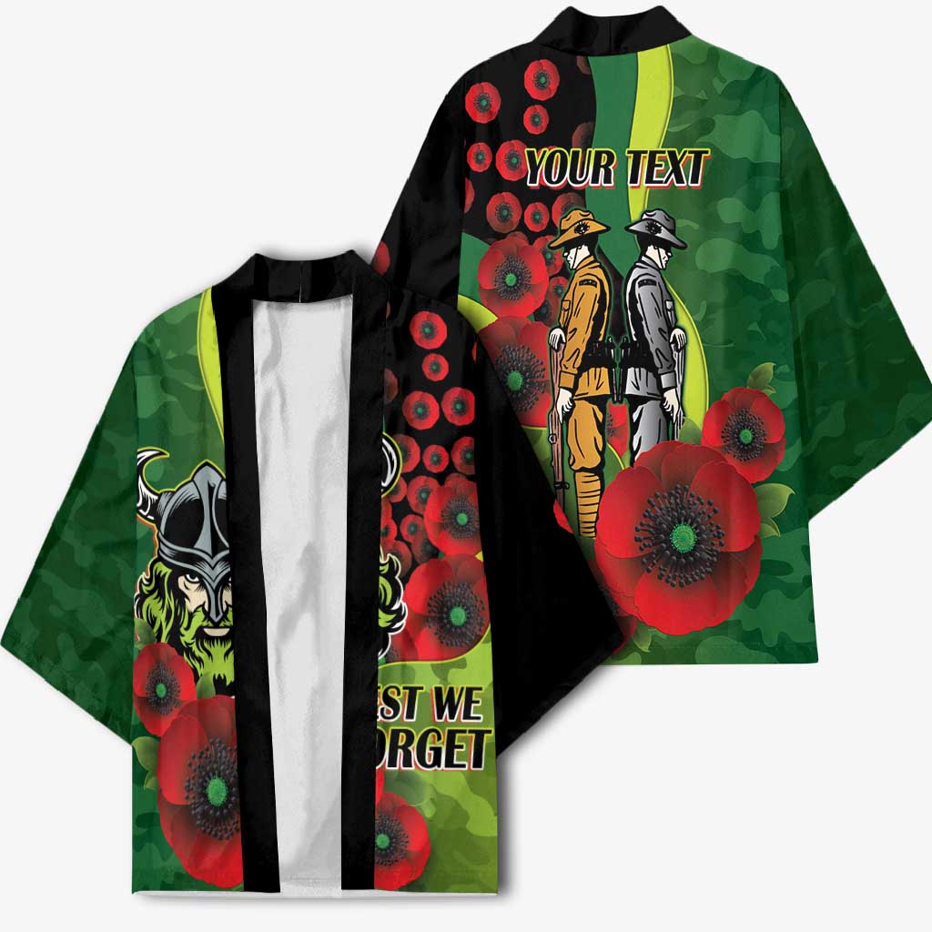 Canberra Raiders ANZAC Personalised Kimono Lest We Forget Poppy Camo