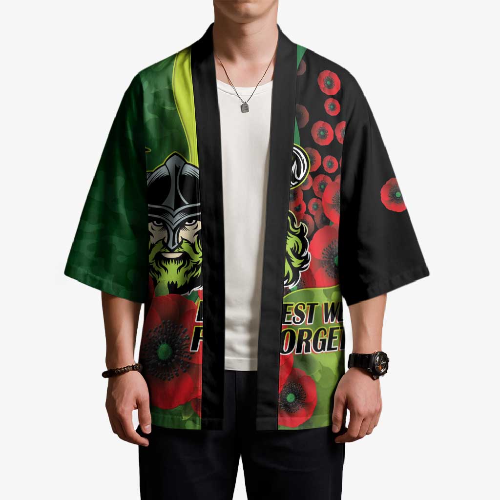 Canberra Raiders ANZAC Personalised Kimono Lest We Forget Poppy Camo