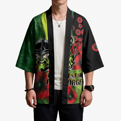 Canberra Raiders ANZAC Personalised Kimono Lest We Forget Poppy Camo