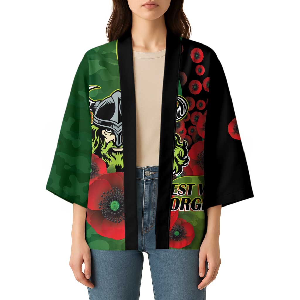 Canberra Raiders ANZAC Personalised Kimono Lest We Forget Poppy Camo