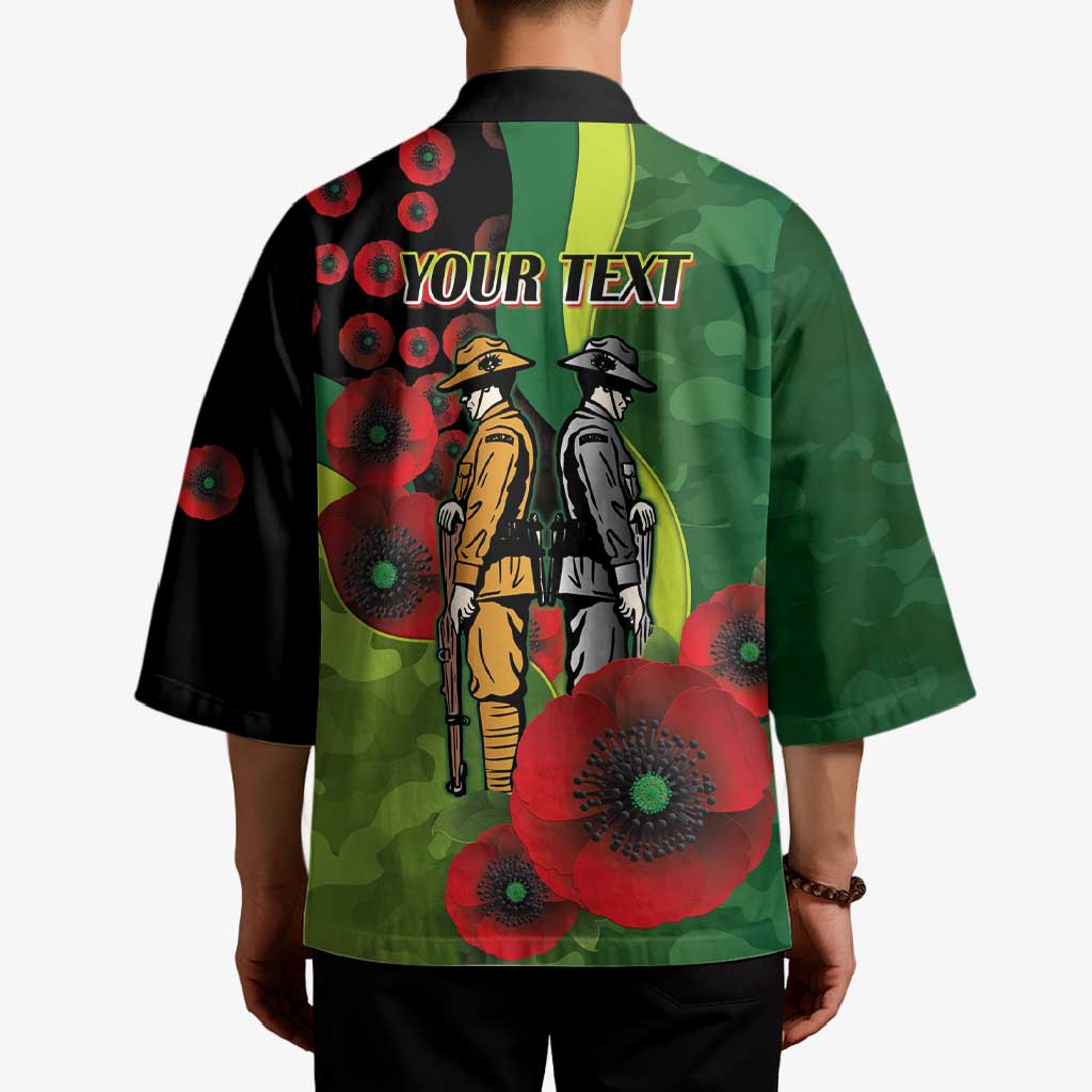 Canberra Raiders ANZAC Personalised Kimono Lest We Forget Poppy Camo