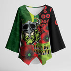 Canberra Raiders ANZAC Personalised Kimono Sleeve Blouse Lest We Forget Poppy Camo
