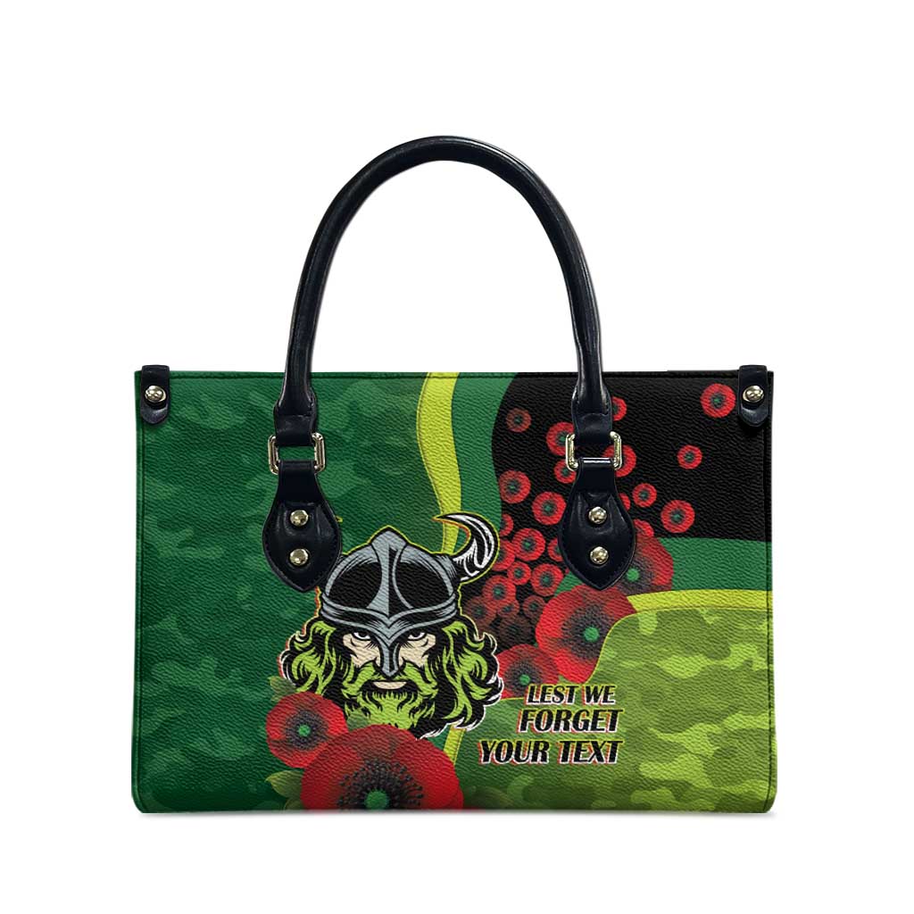 Canberra Raiders ANZAC Personalised Leather Bag Lest We Forget Poppy Camo