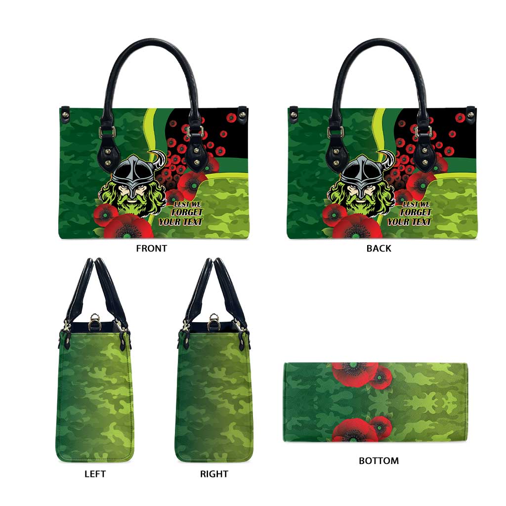 Canberra Raiders ANZAC Personalised Leather Bag Lest We Forget Poppy Camo