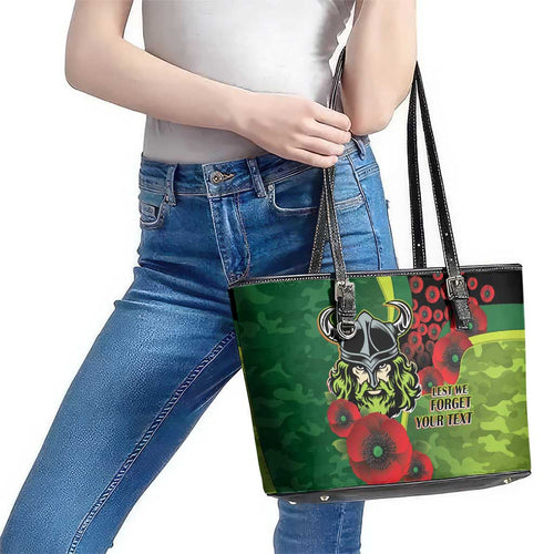 Canberra Raiders ANZAC Personalised Leather Tote Bag Lest We Forget Poppy Camo