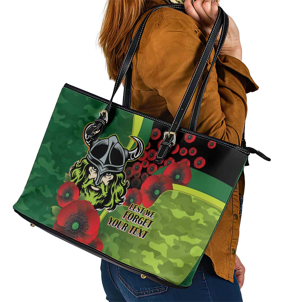 Canberra Raiders ANZAC Personalised Leather Tote Bag Lest We Forget Poppy Camo