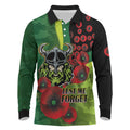 Canberra Raiders ANZAC Personalised Long Sleeve Polo Shirt Lest We Forget Poppy Camo