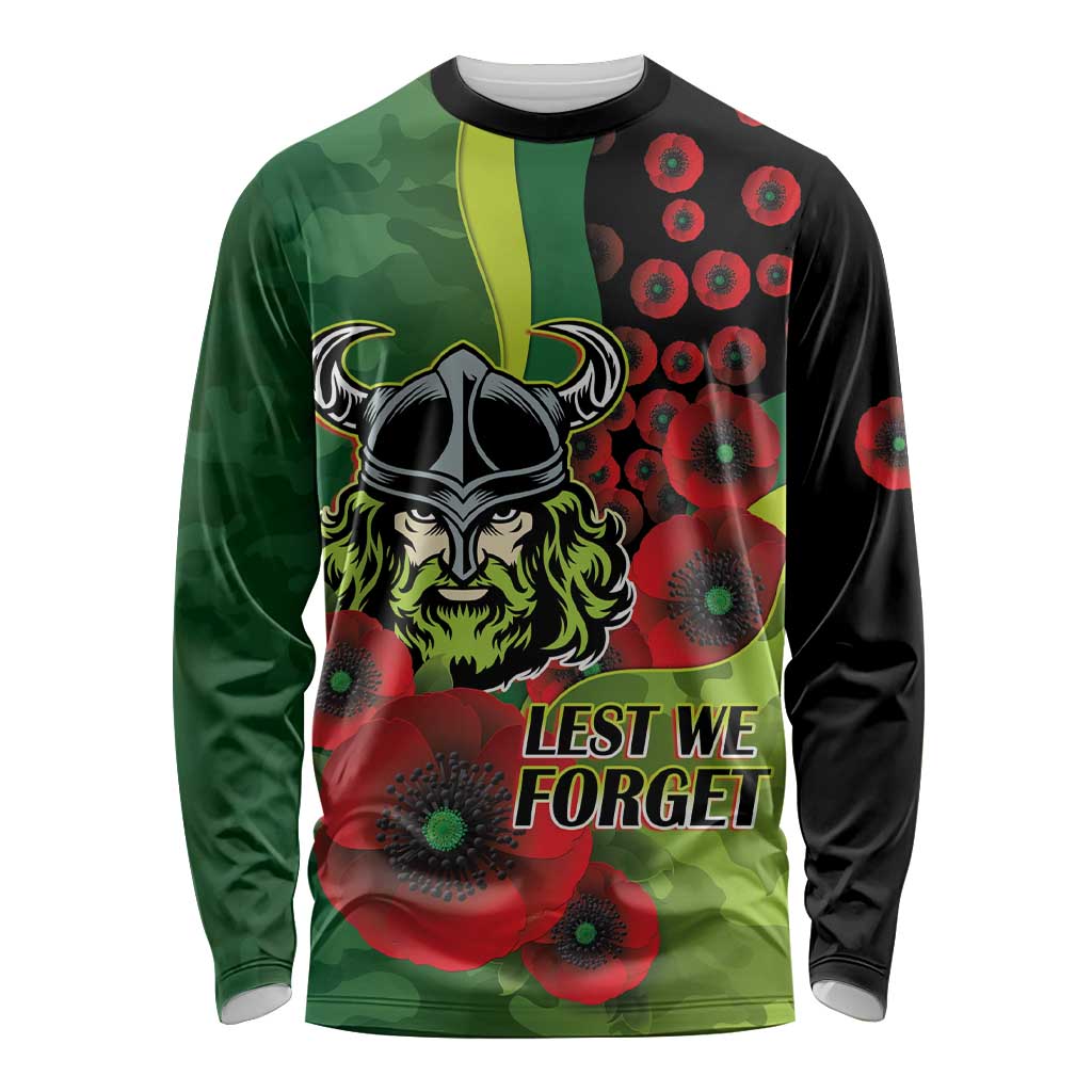 Canberra Raiders ANZAC Personalised Long Sleeve Shirt Lest We Forget Poppy Camo