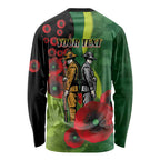Canberra Raiders ANZAC Personalised Long Sleeve Shirt Lest We Forget Poppy Camo