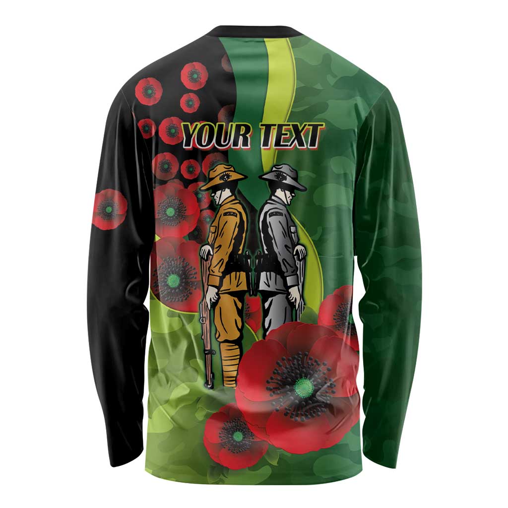 Canberra Raiders ANZAC Personalised Long Sleeve Shirt Lest We Forget Poppy Camo