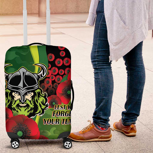 Canberra Raiders ANZAC Personalised Luggage Cover Lest We Forget Poppy Camo