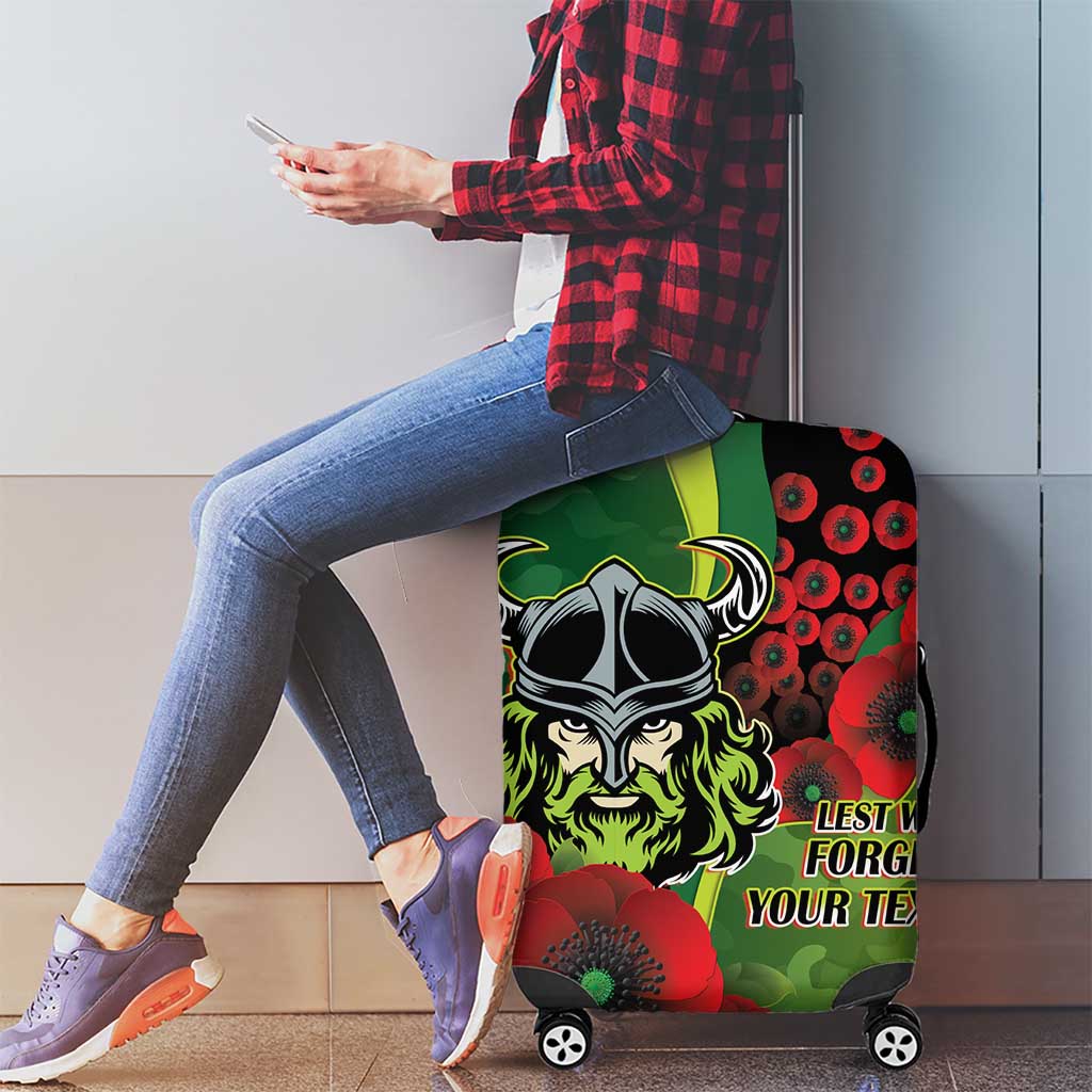 Canberra Raiders ANZAC Personalised Luggage Cover Lest We Forget Poppy Camo