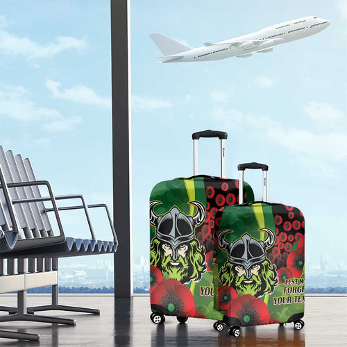 Canberra Raiders ANZAC Personalised Luggage Cover Lest We Forget Poppy Camo