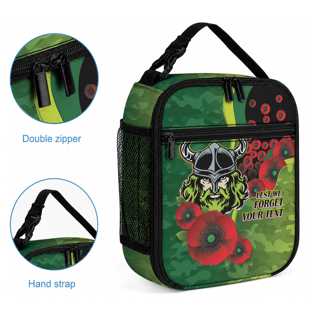 Canberra Raiders ANZAC Personalised Lunch Bag Lest We Forget Poppy Camo