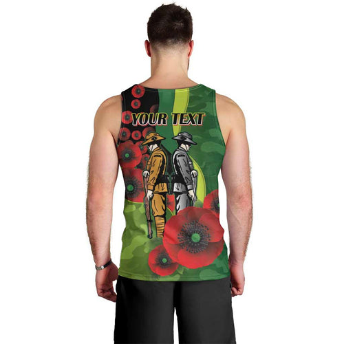 Canberra Raiders ANZAC Personalised Men Tank Top Lest We Forget Poppy Camo