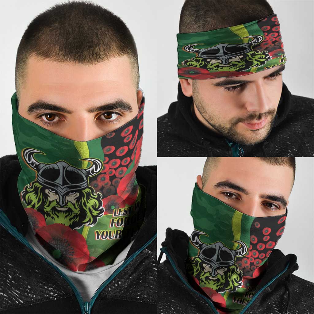 Canberra Raiders ANZAC Personalised Neck Gaiter Lest We Forget Poppy Camo